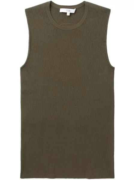 Dzianinowa podkoszulka Tibi prążkowana zielona