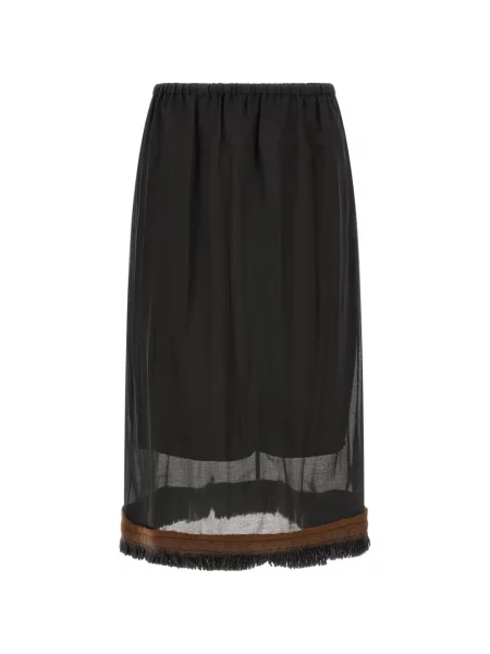 Fustă midi Tela cu franjuri negru