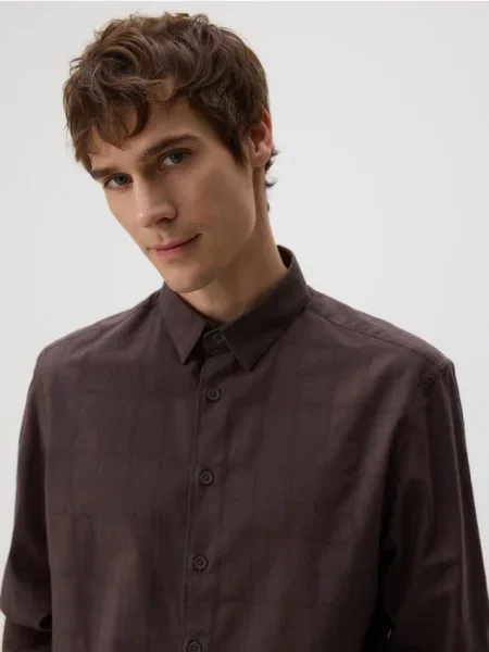 Reserved Cămașă regular fit din egiptean verde-oliv deschis verde