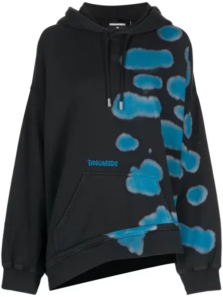 Hanorac cu glugă Dsquared2 asimetric negru