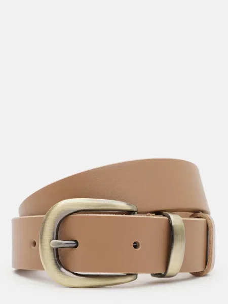 Кожаный ремень Borsa Leather с ремешками бежевый