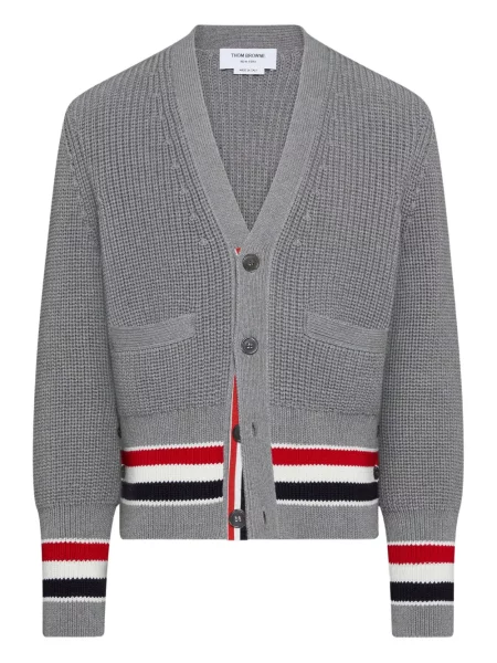 Cardigan Thom Browne cu decolteu în V gri