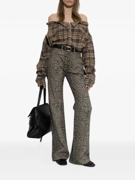 Blugi R13 cu imagine cu model leopard maro