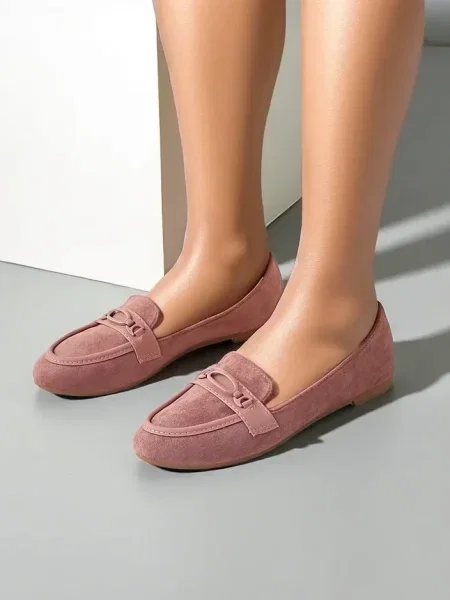 Mocasini Resti din piele de căprioară roz