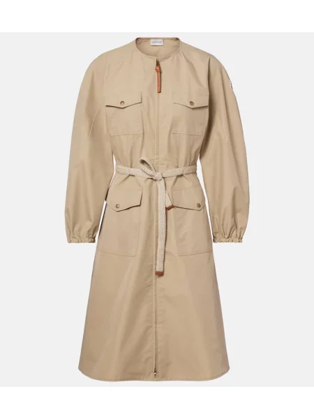 Sukienka midi Moncler do kolan popelinowa garniturowa beżowa