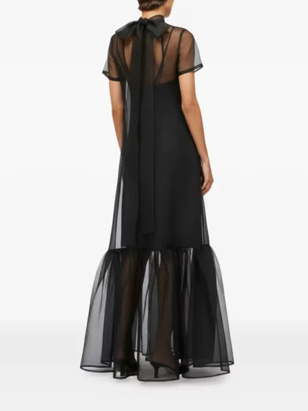 Rochie maxi Staud cu volane de costum negru