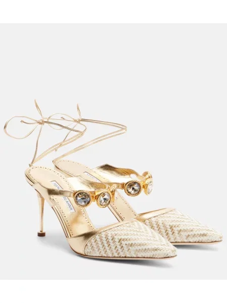 Pantofi cu toc Manolo Blahnik din piele auriu