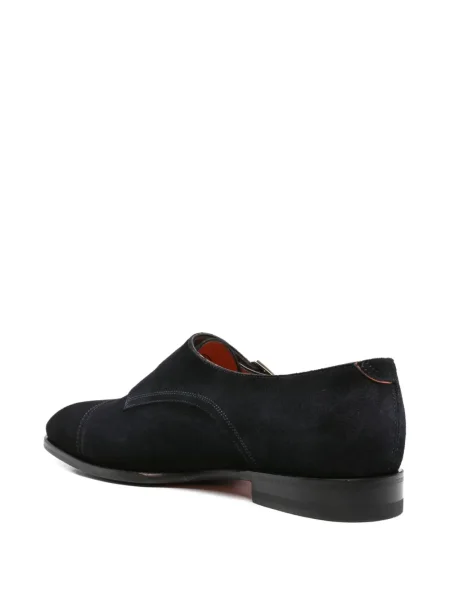Pantofi monk Santoni din piele de căprioară cu cataramă albastru