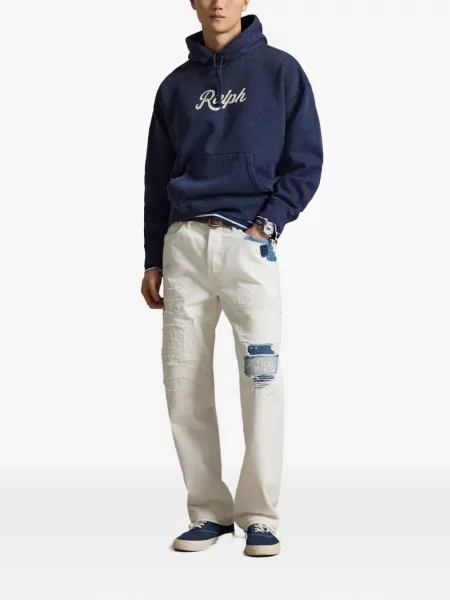 Șosete Polo Ralph Lauren cu model herringbone cu broderie plasă albastru