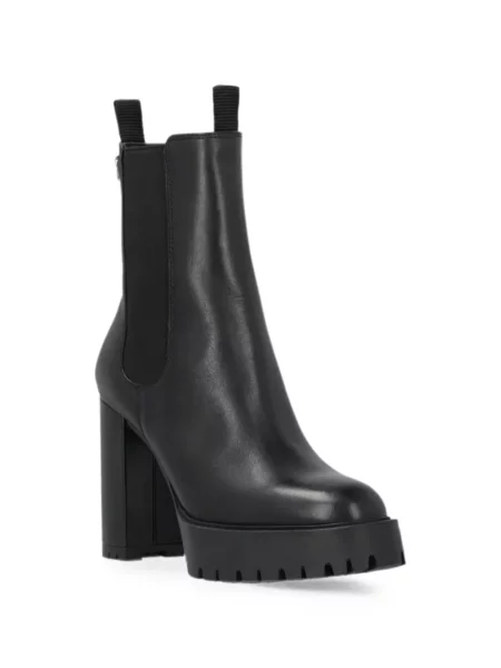 Cizme scurte Pinko din piele cu platformă negru