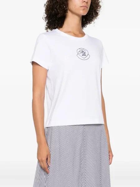 Tricou Moncler cu broderie cu motiv cu inimi alb