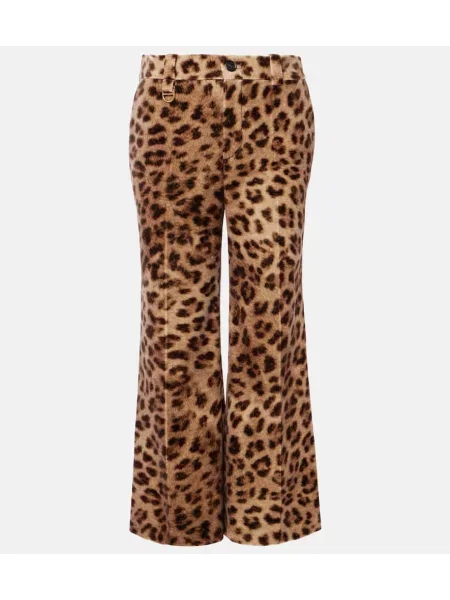 Pantaloni Chloé de catifea cu imagine cu model leopard galben
