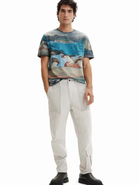 Штани Desigual фасон cargo бежевий