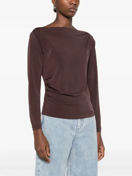 Top Homage drapat maro