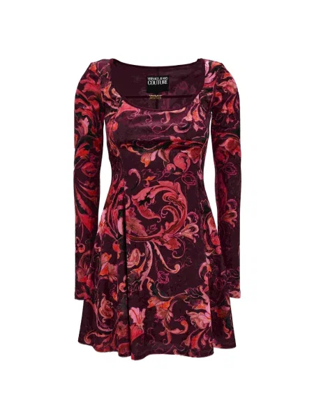 Sukienka mini Versace Jeans Couture z długim rękawem fioletowa