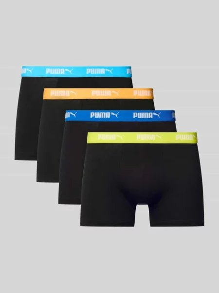 Bokserki z elastycznym paskiem z logo w zestawie 4 szt. Puma czarne