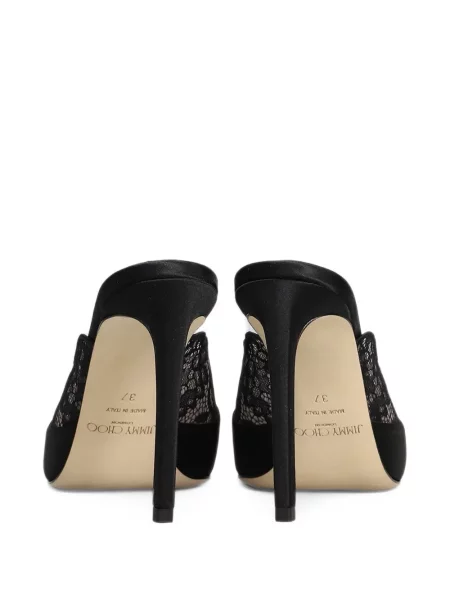 Papuci tip mules Jimmy Choo din satin negru