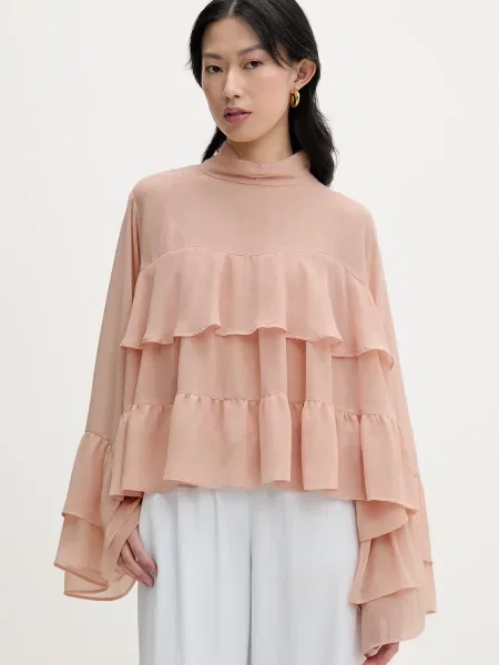 Gestuz bluzka z falbanką pomarańczowa