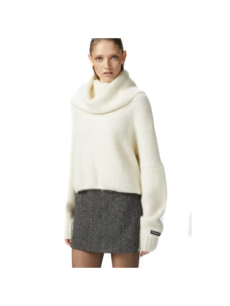 Dzianinowy sweter Pinko casual biały