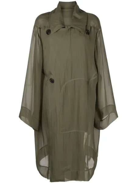 Jedwabny przezroczysty trencz Rick Owens zielony