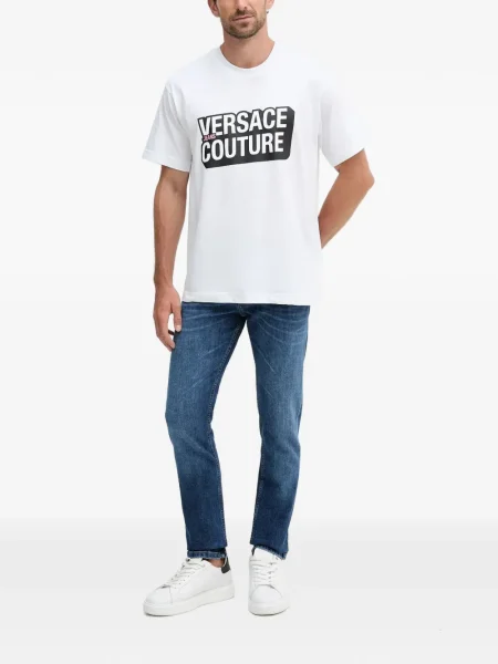 Blugi Versace Jeans Couture cu autograf albastru
