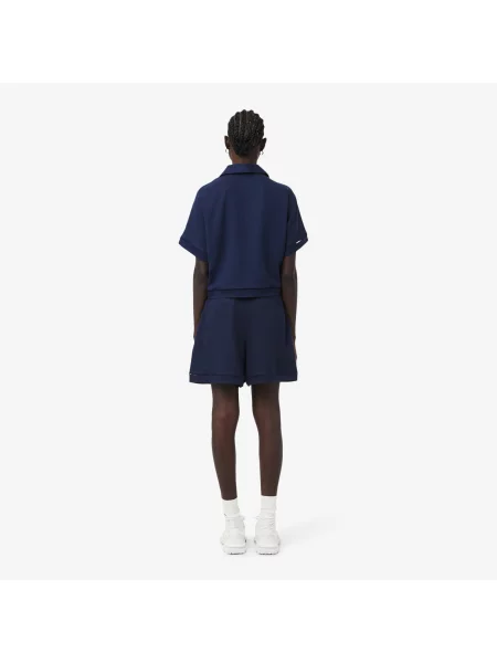 Lacoste Bermudy Oversize Z Lejącej Mieszanki Lnu granatowe
