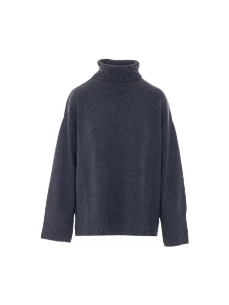 Lniany sweter z golfem Pinko szary