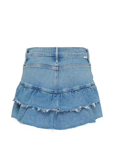 Fustă din denim Mother cu pene albastru