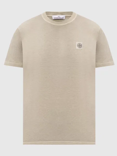 Футболка з нашивкою логотипа Stone Island бежева