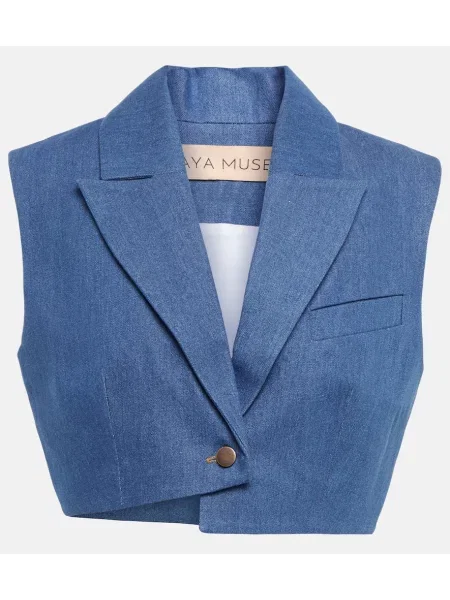 Kamizelka jeansowa Aya Muse o krotszym kroju niebieska