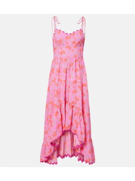 Asimetrična midi obleka Juliet Dunn s cvetličnim vzorcem roza
