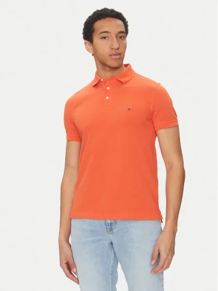 Polo majica Tommy Hilfiger oranžna