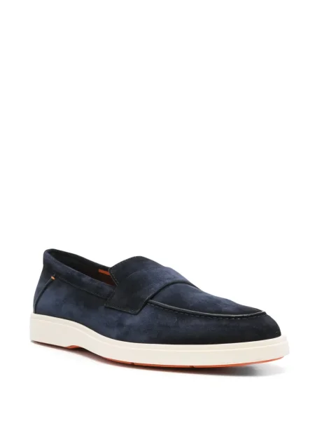 Pantofi loafer Santoni din piele de căprioară albastru