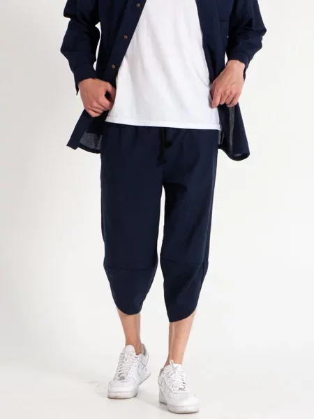 Шорти IJ ij-coi-navi-man темно-синій льон/віскоза сині