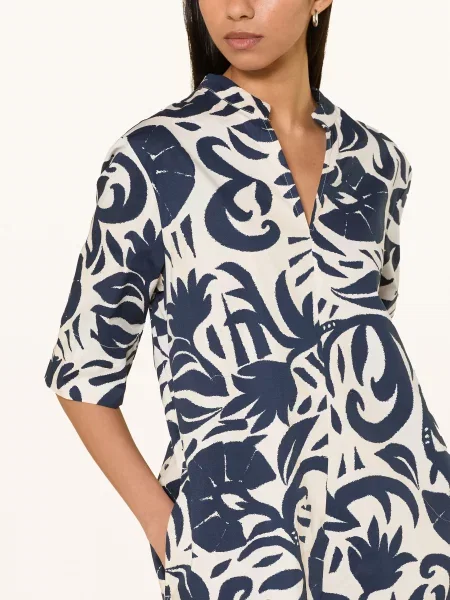 Oui Šaty S Rukávy tmavě / krémová modrá