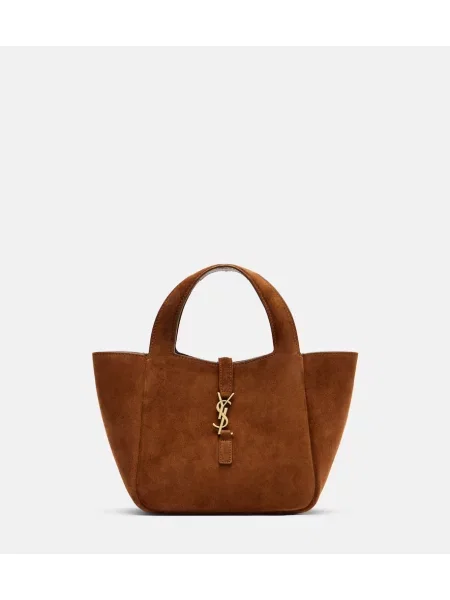 Top Saint Laurent din piele de căprioară maro