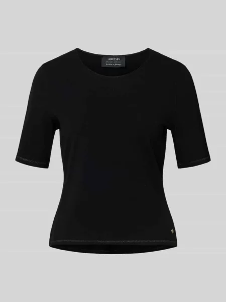 Bluzka z dzianiny z mieszanki z okrągłym dekoltem Marc Cain czarna