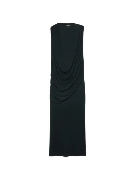 Rochie de cocktail Tom Ford din jerseu asimetrică drapată negru