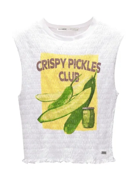 Pull&Bear Top rumena / kivi / mauve bela