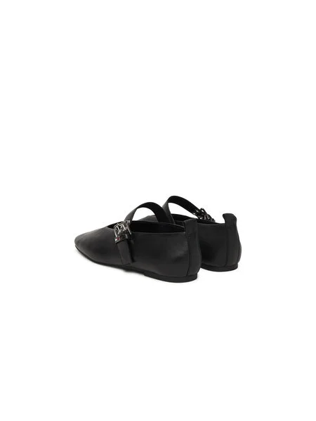 Tommy Jeans baleríny kožené TJW BALLERINA BUCKLE čierna