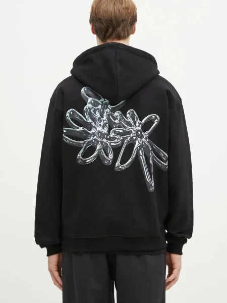 Dukserica Filling Pieces Chrome Flower za muškarce s kapuljačom bez uzorka crna