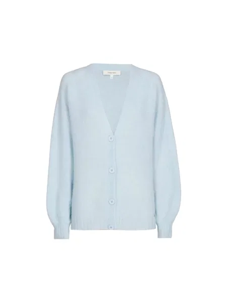 Krótki kardigan Marie Méro wełniany z dekoltem w serek niebieski