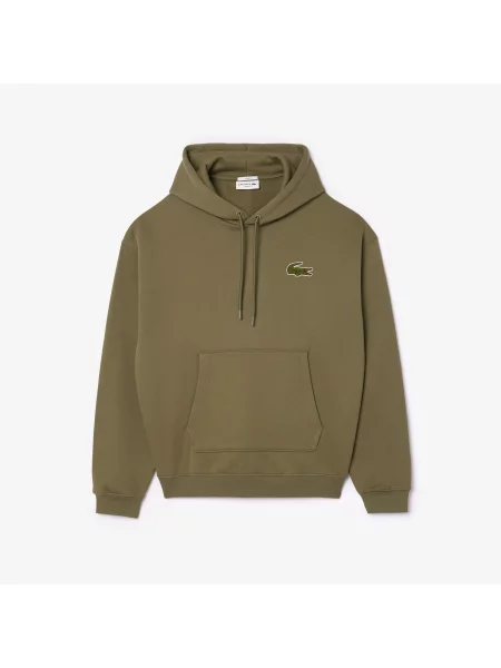 Lacoste Luźny Krój Bluzy Z Kapturem zielona