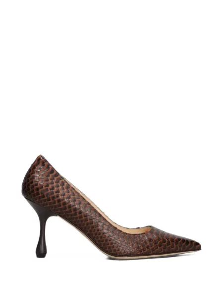 Pantofi cu toc Anna F. cu model piele de șarpe maro