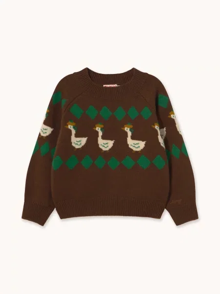 Tinycottons светр дитячий вовняний GREEN GEESE SWEATER зелений