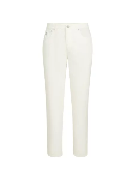 Pantaloni Brunello Cucinelli de catifea cord cu 5 buzunare alb