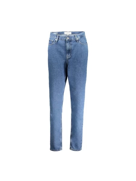 Mom jeans Calvin Klein Jeans z autografem niebieskie