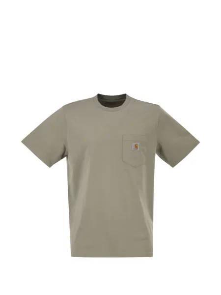 Tricou Carhartt Wip cu buzunare aplicate cu autograf verde
