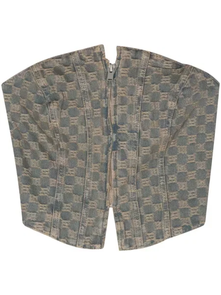 Top Misbhv żakardowy z gorsetem niebieski