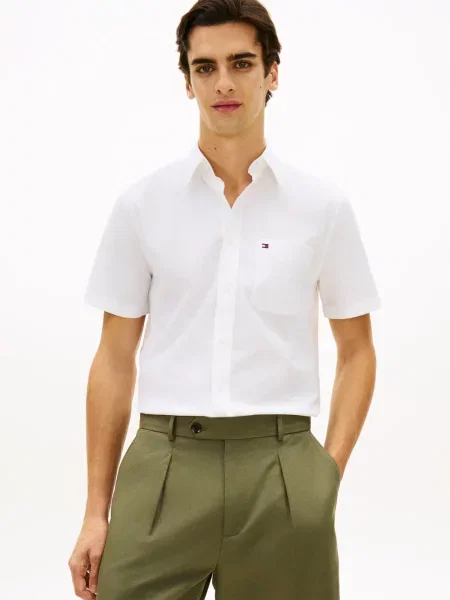 Tommy Hilfiger koszulka rekreacyjna z krótkim rękawem Mężczyźni Regular Fit S biały